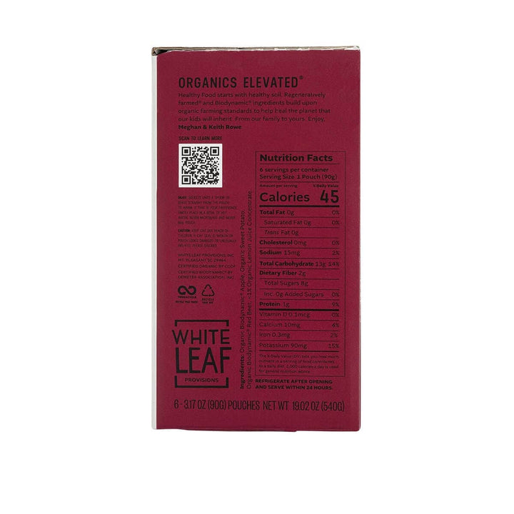 White Leaf Provisions - Organic Regenerative Apple + Sweet Potato + Beet Puree: 90g pouch