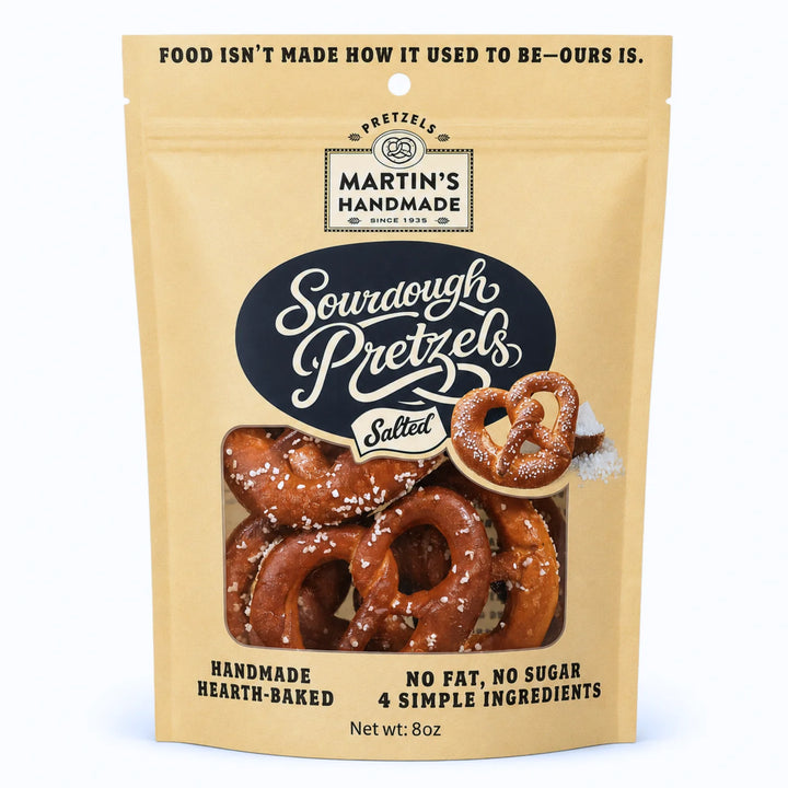 Martins Handmade Pretzels - Handmade Sourdough Pretzels, Salted - 8oz Bags: Salted