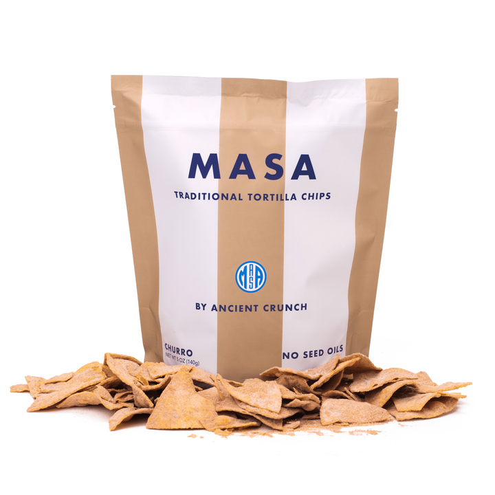 Ancient Crunch - MASA Chips, Churro, 5oz Bag Case