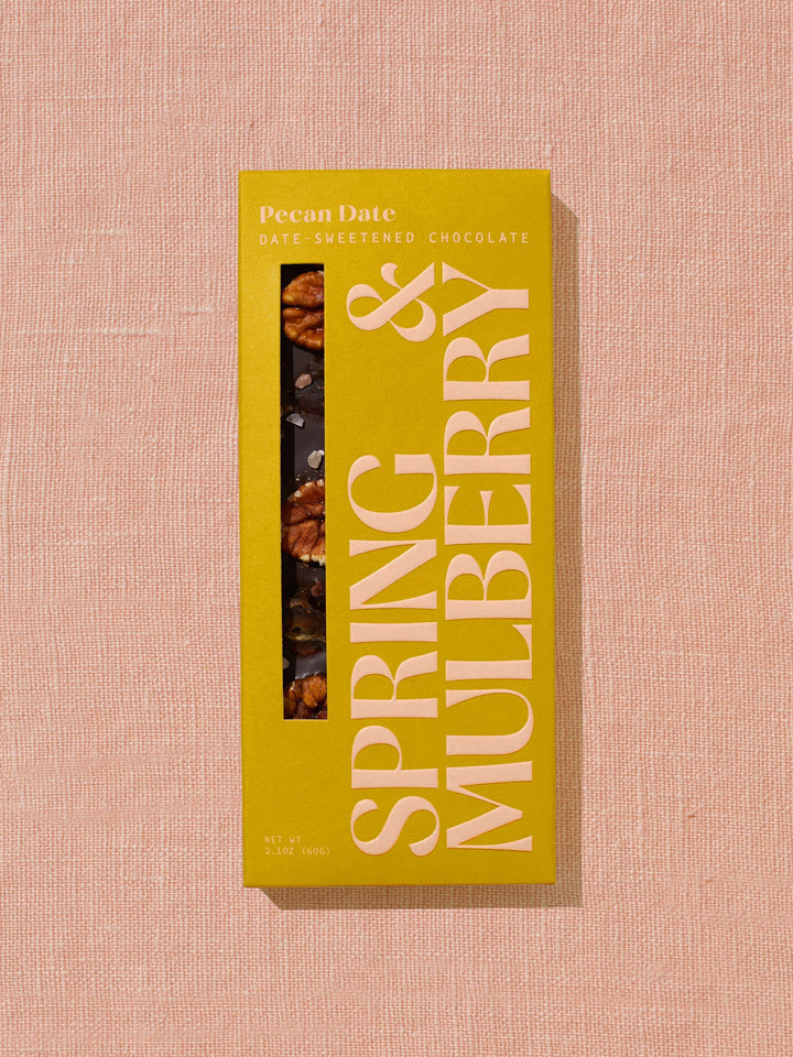 Spring &amp; Mulberry - Pecan Date Date-Sweetened Dark Chocolate