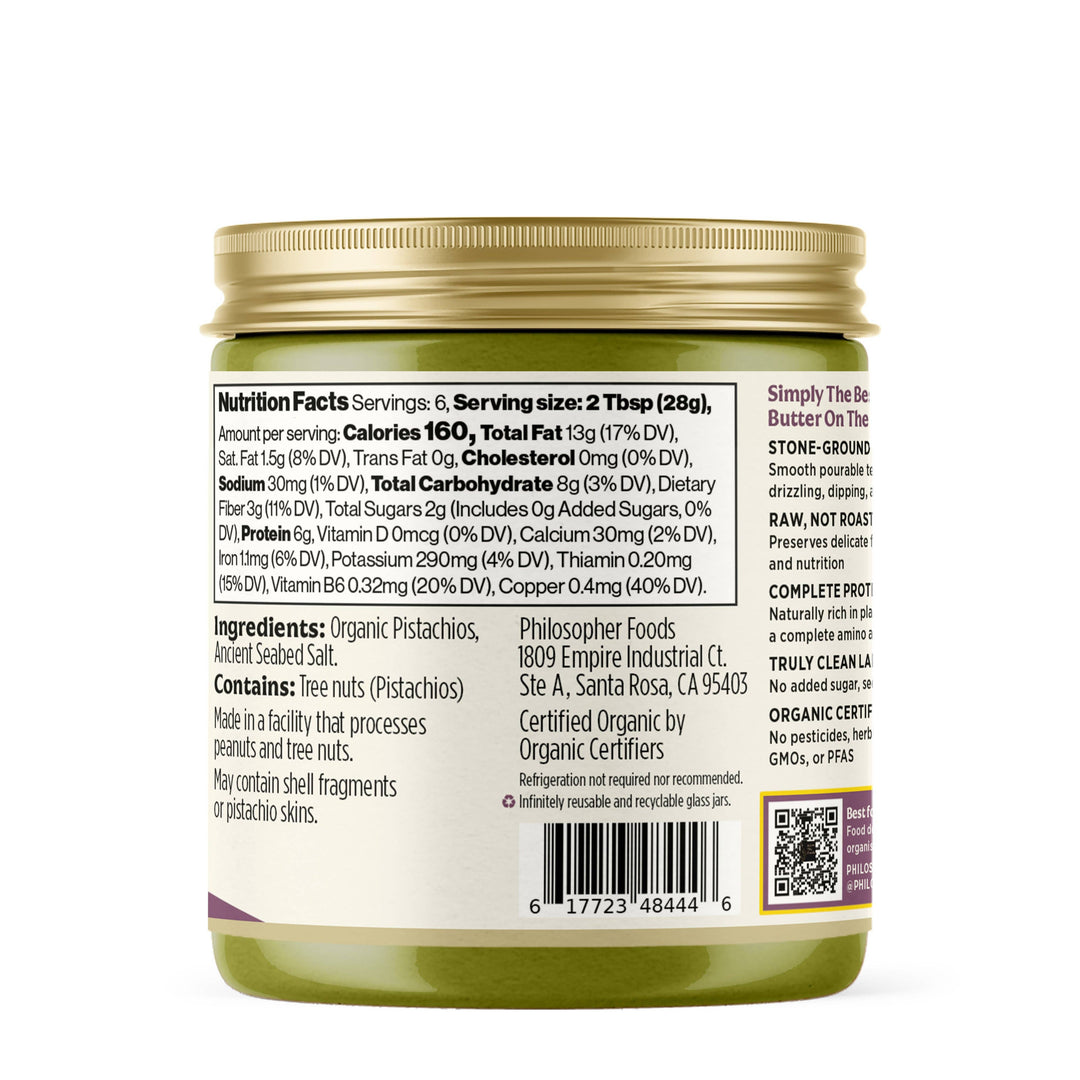 Philosopher Foods - Silky Smooth Raw Pistachio Butter 6oz