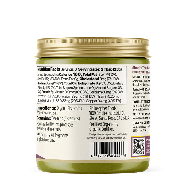 Philosopher Foods - Silky Smooth Raw Pistachio Butter 6oz