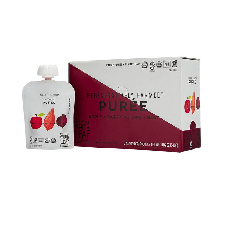 White Leaf Provisions - Organic Regenerative Apple + Sweet Potato + Beet Puree: 90g pouch