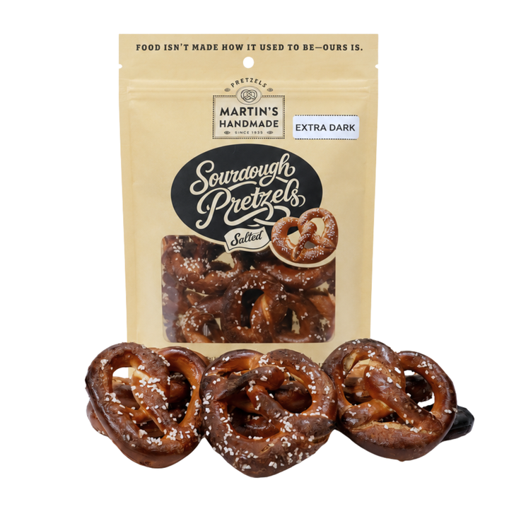 Martins Handmade Pretzels - Handmade Sourdough Pretzels, Salted - 8oz Bags: Extra Dark