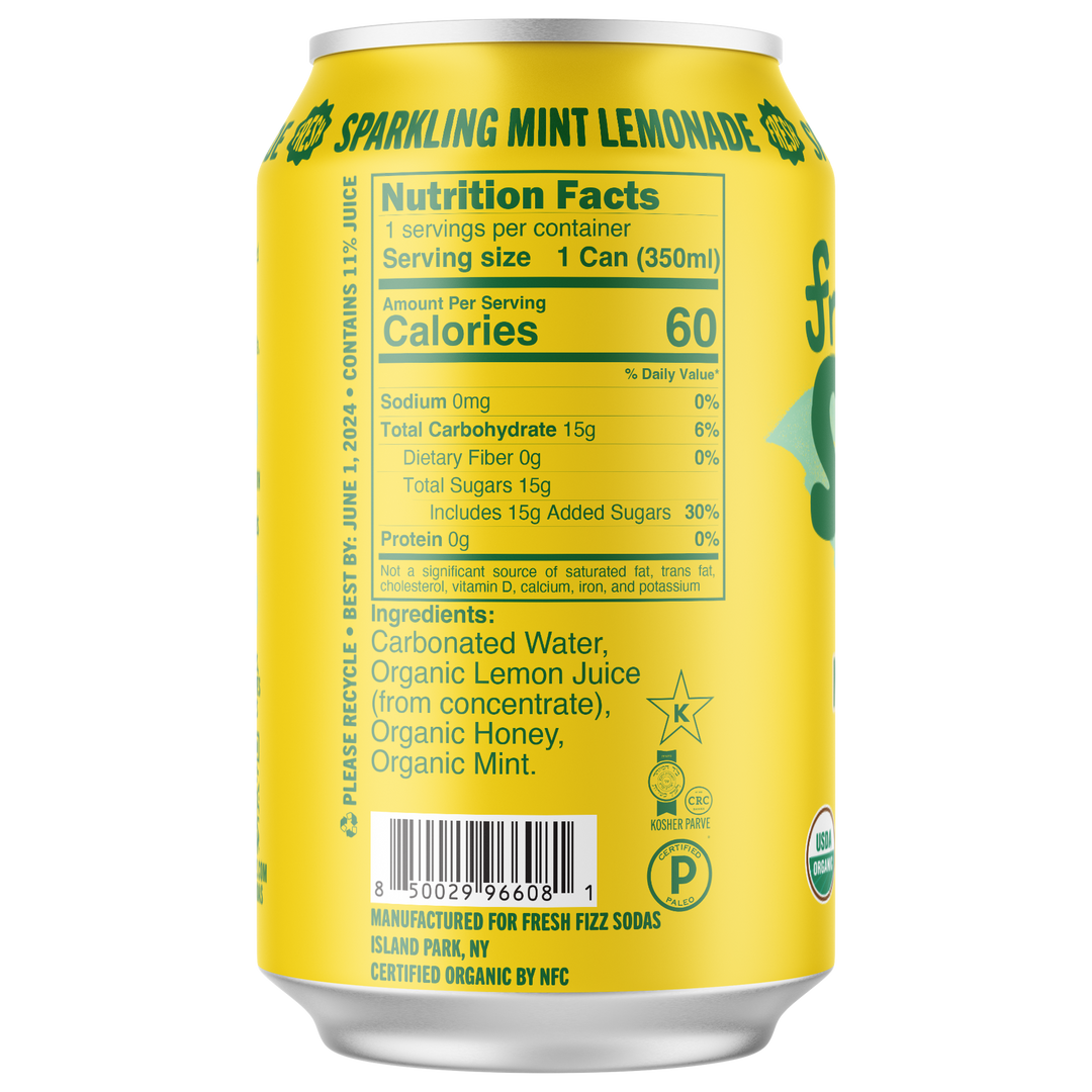 Fresh Fizz Sodas - Sparkling Mint Lemonade - Natural Soda