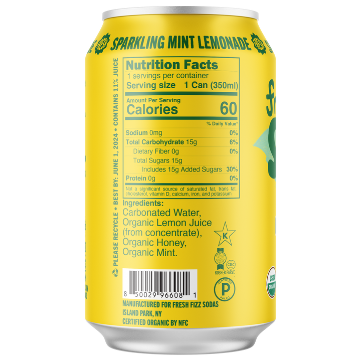 Fresh Fizz Sodas - Sparkling Mint Lemonade - Natural Soda