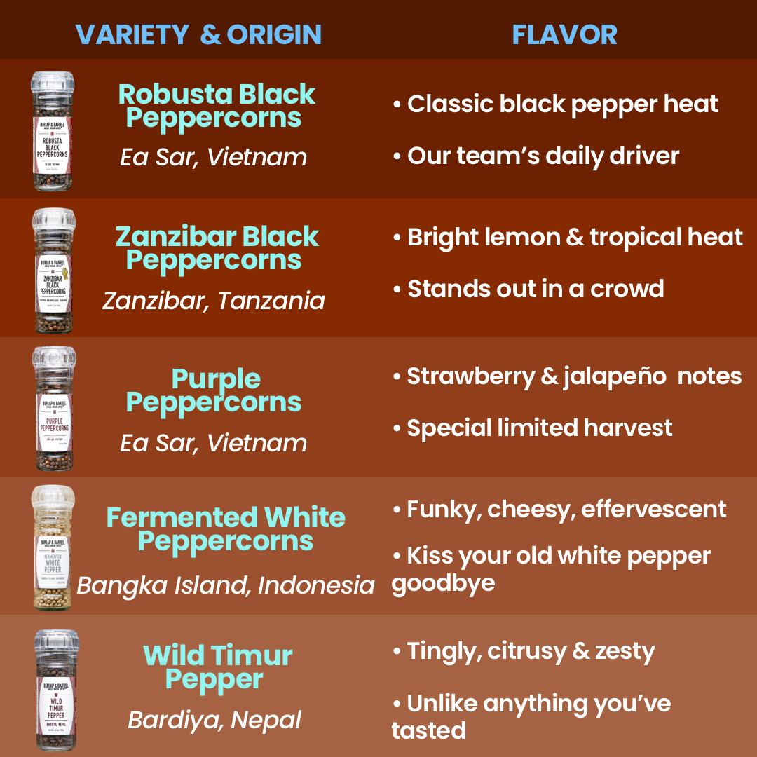 Burlap &amp; Barrel - Zanzibar Black Peppercorns - Single Origin Spice &amp; Seasoning