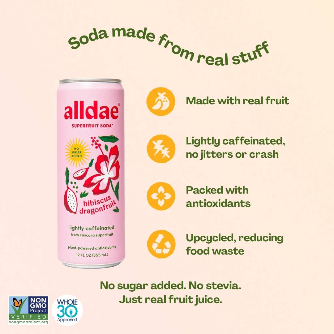 alldae superfruit soda - Hibiscus Dragonfruit Drink | Soda | Lightly Caffeinated Soda