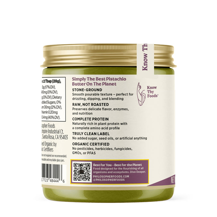Philosopher Foods - Silky Smooth Raw Pistachio Butter 6oz