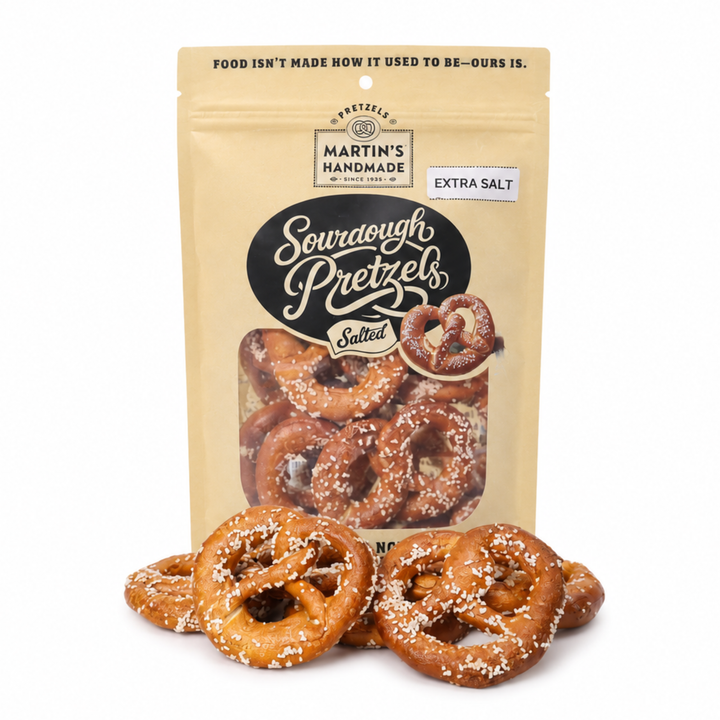Martins Handmade Pretzels - Handmade Sourdough Pretzels, Salted - 8oz Bags: Extra Dark