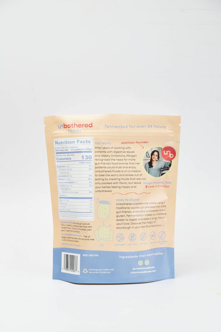 Unbothered Foods - Sourdough Sea Salt &amp; Flax Crackers - Gut-Friendly