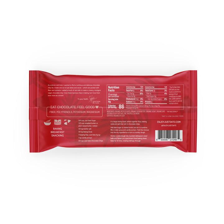 Just Date - Organic Date Sweetened Milk Chocolate Chips