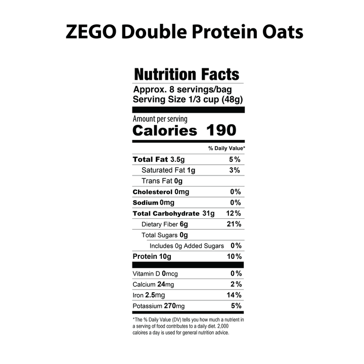 Zego - Organic Gluten-free Double Protein Oats (14 Oz)
