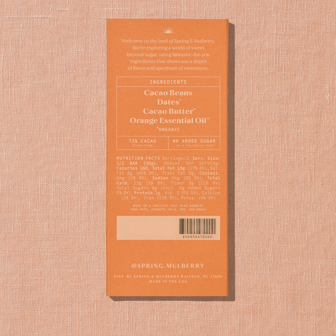 Spring &amp; Mulberry - Blood Orange Date-Sweetened Dark Chocolate