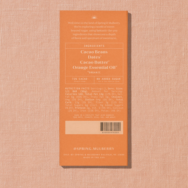 Spring &amp; Mulberry - Blood Orange Date-Sweetened Dark Chocolate
