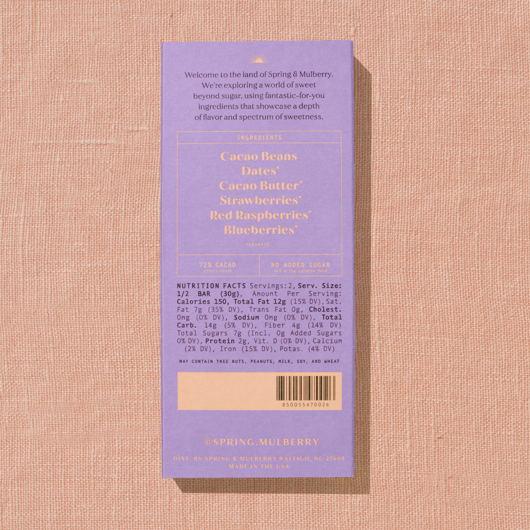 Spring &amp; Mulberry - Mixed Berry Date-Sweetened Dark Chocolate