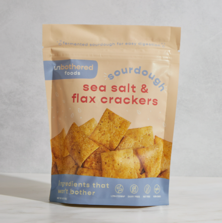 Unbothered Foods - Sourdough Sea Salt &amp; Flax Crackers - Gut-Friendly