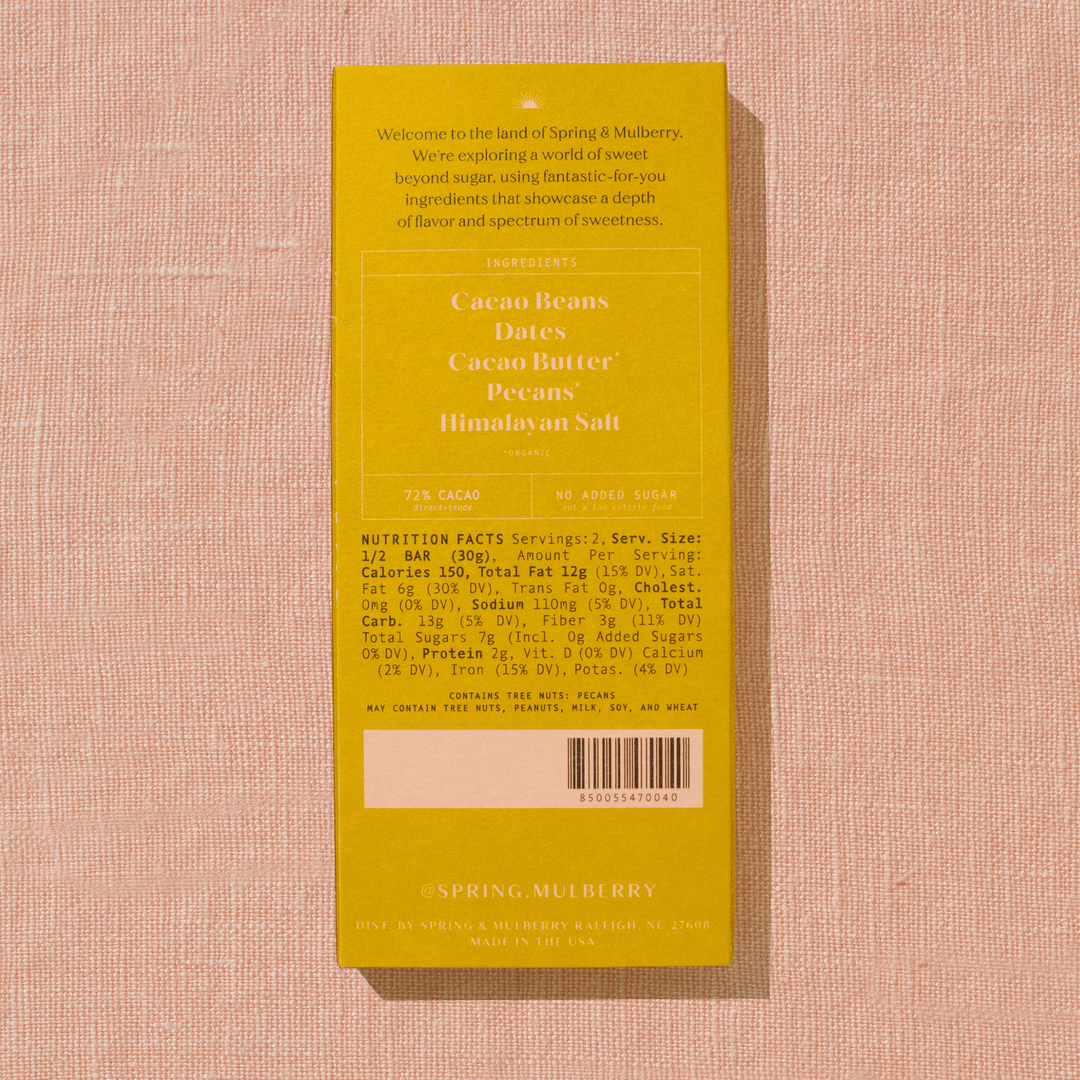 Spring &amp; Mulberry - Pecan Date Date-Sweetened Dark Chocolate