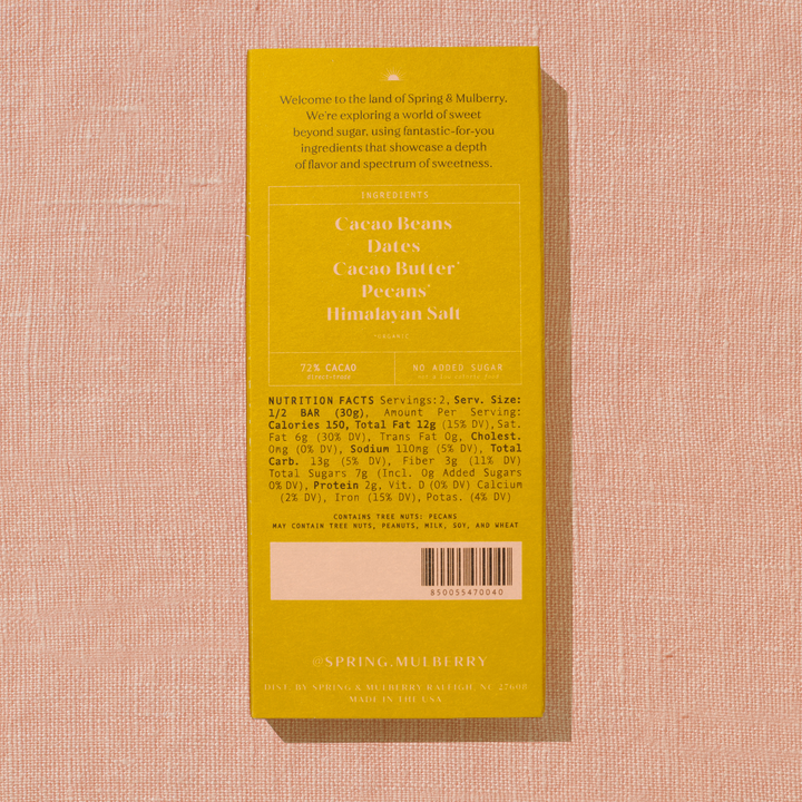 Spring &amp; Mulberry - Pecan Date Date-Sweetened Dark Chocolate