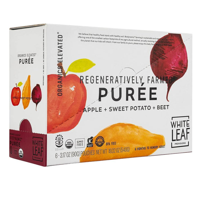 White Leaf Provisions - Organic Regenerative Apple + Sweet Potato + Beet Puree: 90g pouch
