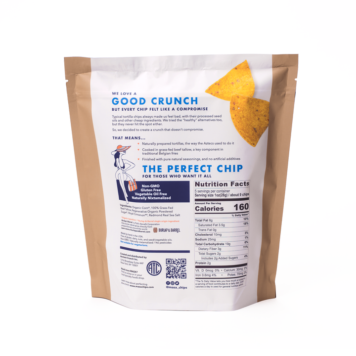 Ancient Crunch - MASA Chips, Churro, 5oz Bag Case