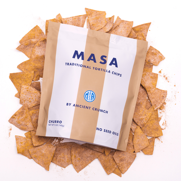 Ancient Crunch - MASA Chips, Churro, 5oz Bag Case