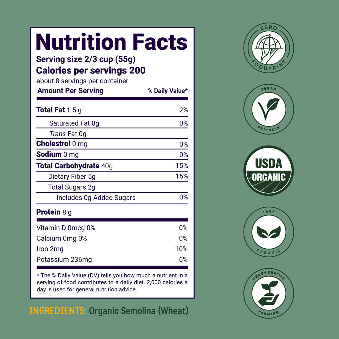 Flour + Water Foods - Organic Penne Pasta, Regenerative Farmed, 12oz