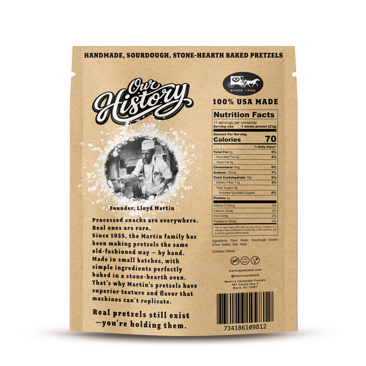 Martins Handmade Pretzels - Handmade Sourdough Pretzels, Salted - 8oz Bags: Extra Dark