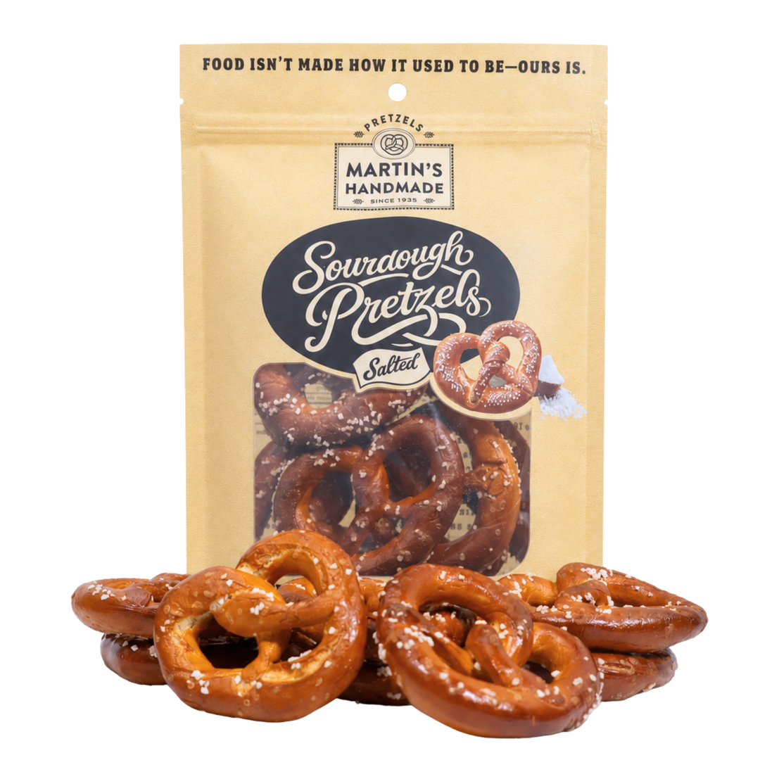 Martins Handmade Pretzels - Handmade Sourdough Pretzels, Salted - 8oz Bags: Extra Dark