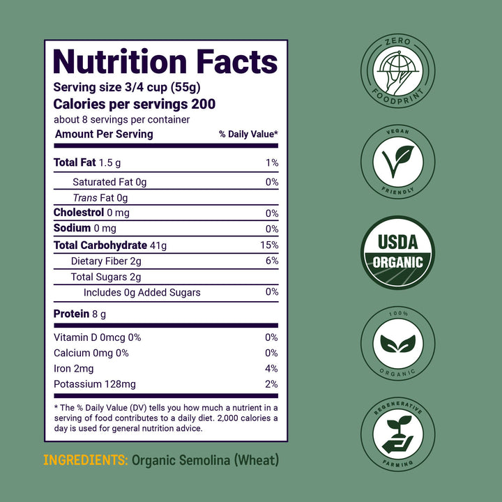 Flour + Water Foods - Organic Campanelle Pasta, Regenerative Farmed, 12oz