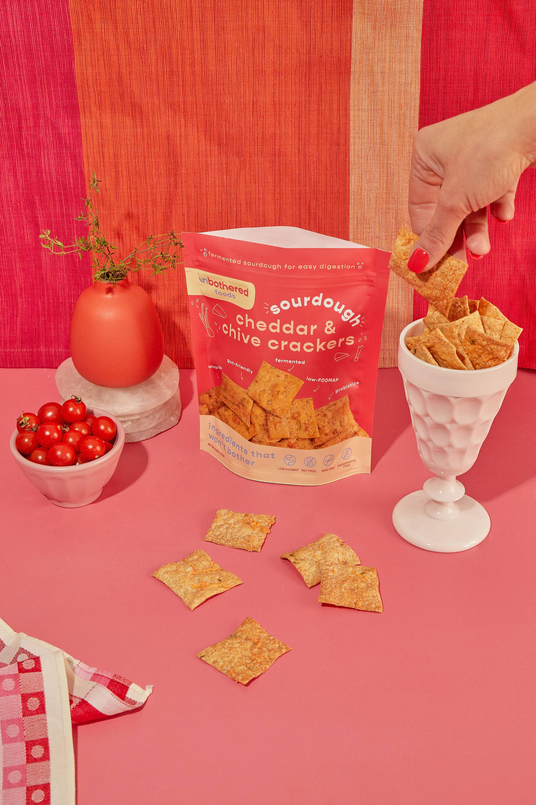 Unbothered Foods - Sourdough Cheddar &amp; Chive Crackers