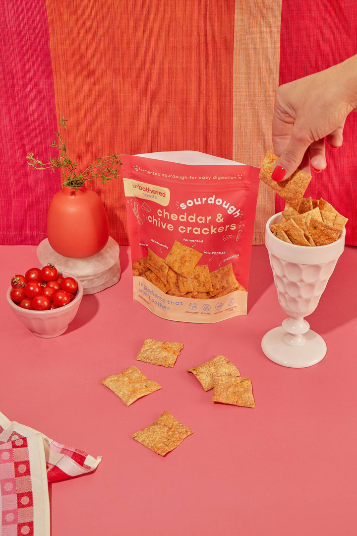 Unbothered Foods - Sourdough Cheddar &amp; Chive Crackers