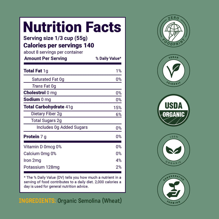 Flour + Water Foods - Organic Elbow Macaroni Pasta, Regenerative Farmed, 16oz