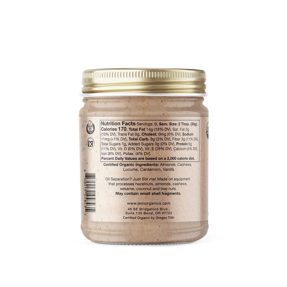 JEM Organics - NAKED Cashew Cardamom Almond Butter