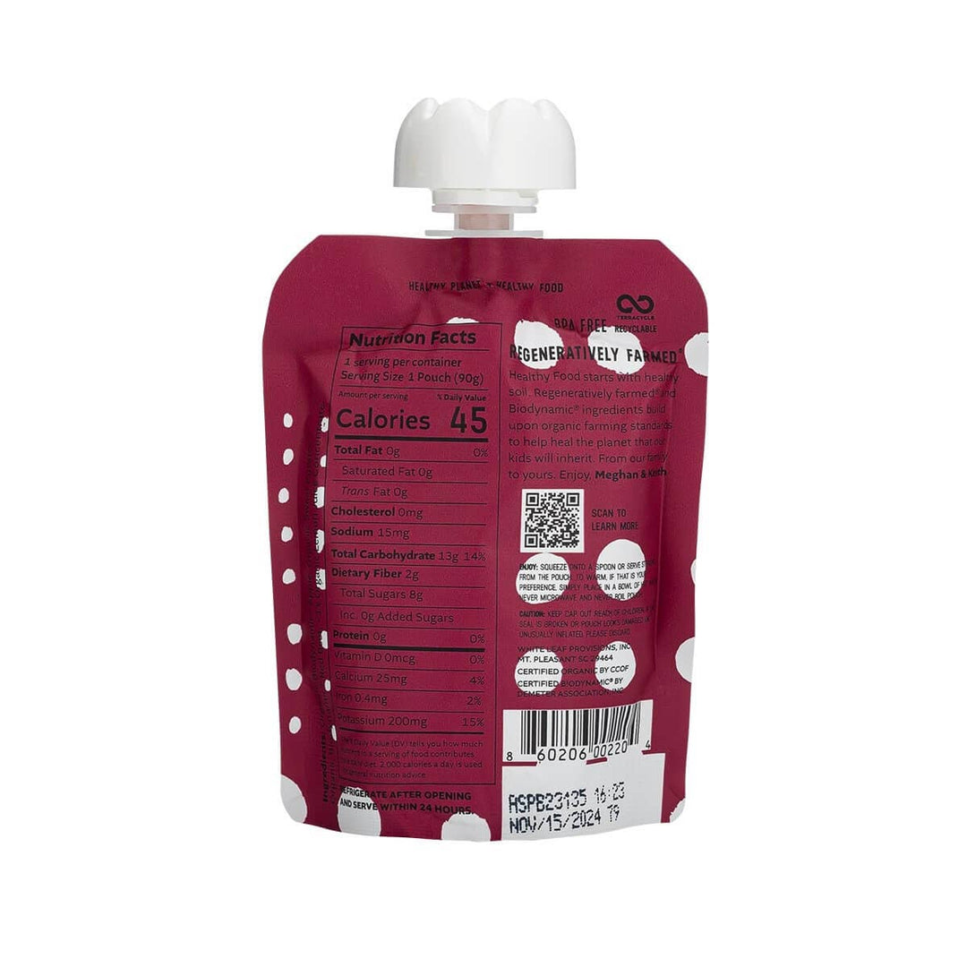 White Leaf Provisions - Organic Regenerative Apple + Sweet Potato + Beet Puree: 90g pouch
